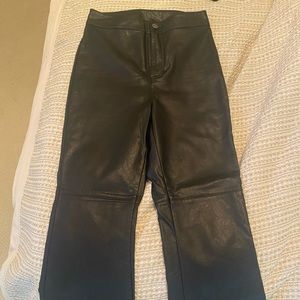 Free people cropped flared black leather pants